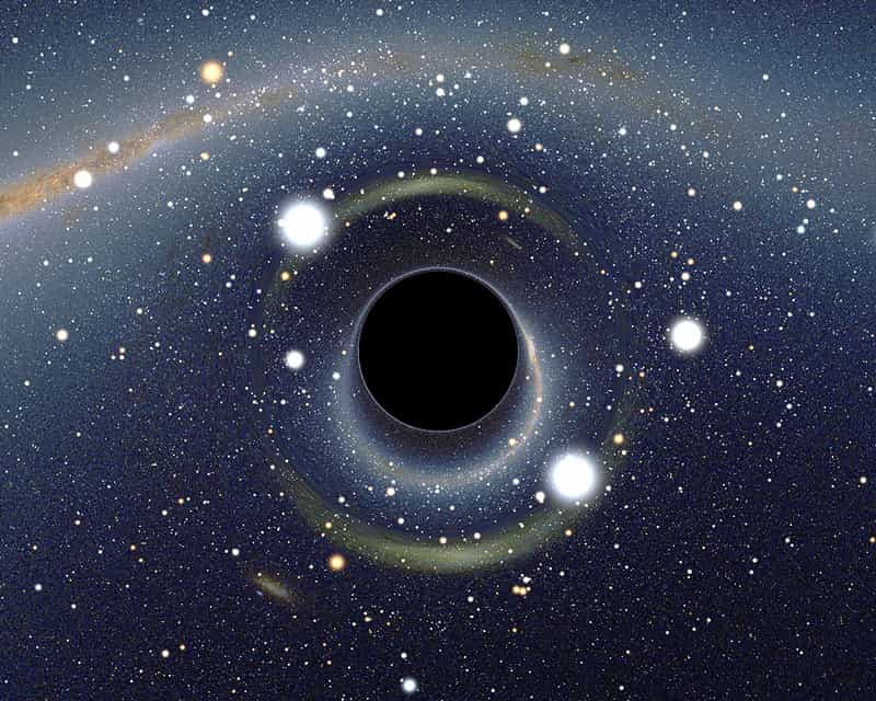 Симуляция того, как могла бы выглядеть черная дыра на фоне Большого Магелланова Облака
